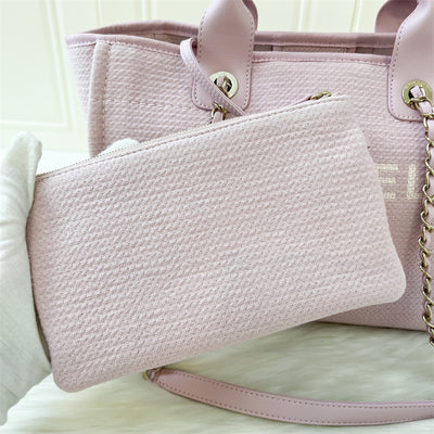 Chanel Small Deauville Shopping Tote in 22B Pink Fabric LGHW