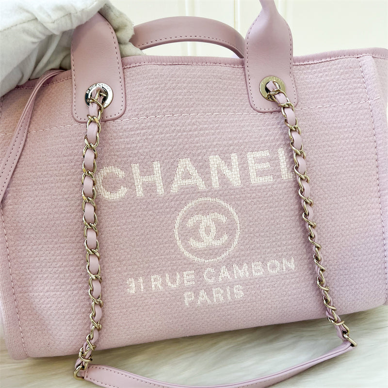 Chanel Small Deauville Shopping Tote in 22B Pink Fabric LGHW