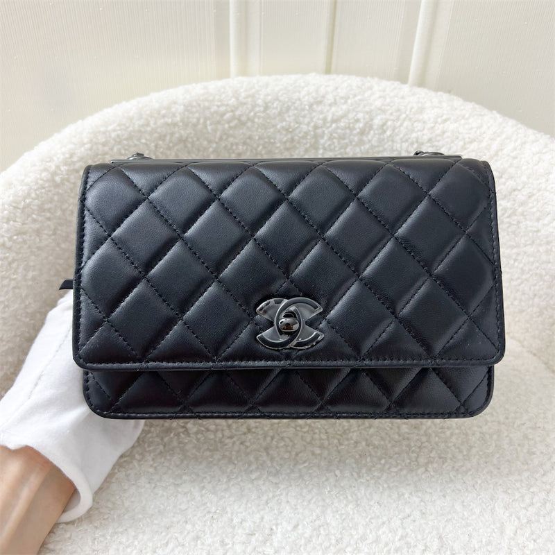 Chanel Trendy CC Wallet on Chain WOC in Black Lambskin Black HW
