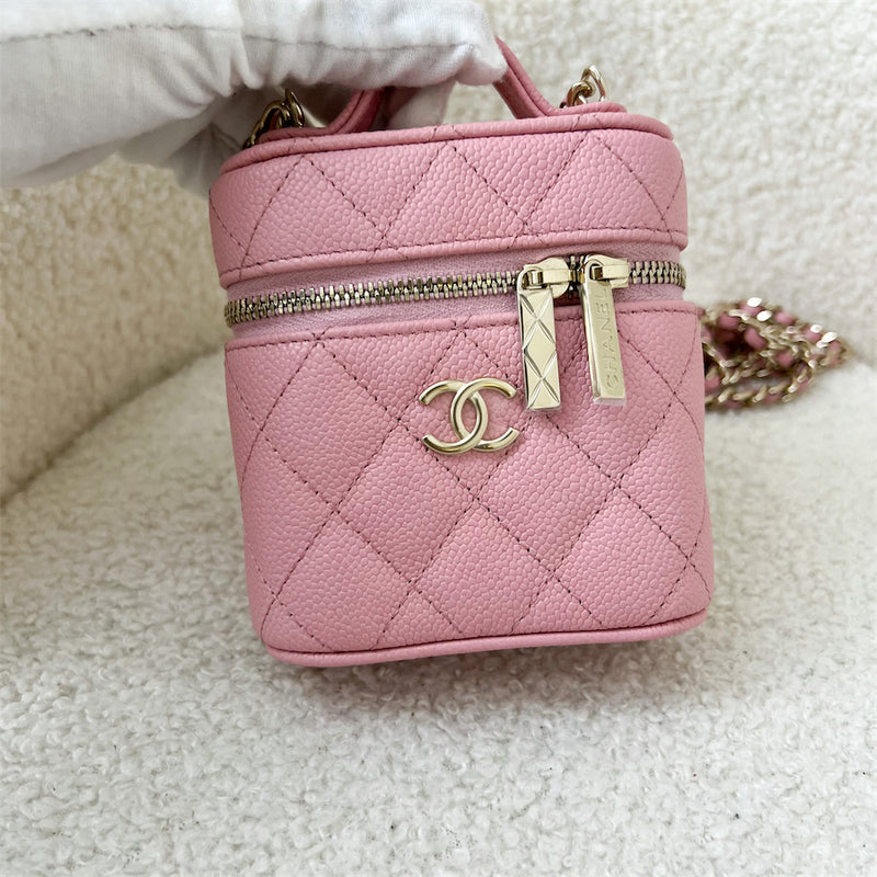 Chanel 22C Zip Around Mini Vanity with Chain in Pink Caviar LGHW