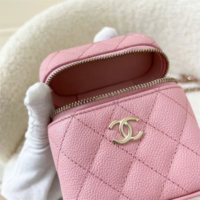 Chanel 22C Zip Around Mini Vanity with Chain in Pink Caviar LGHW