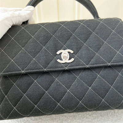 Chanel Vintage Kelly Top Handle Bag in Black Jersey SHW