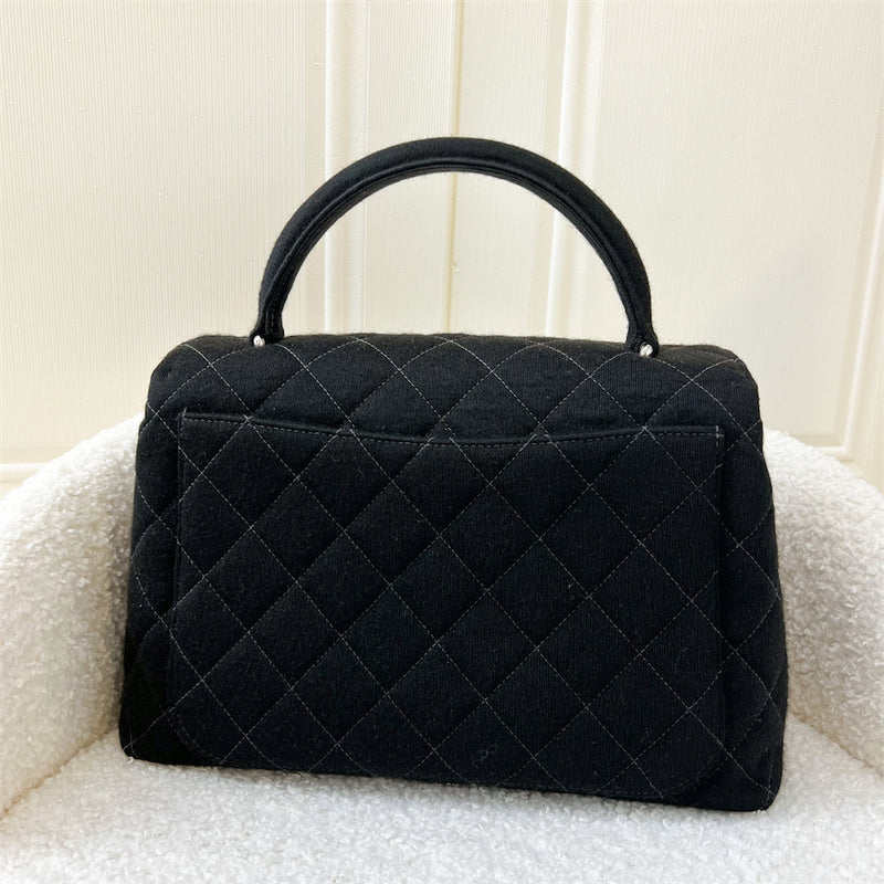 Chanel Vintage Kelly Top Handle Bag in Black Jersey SHW