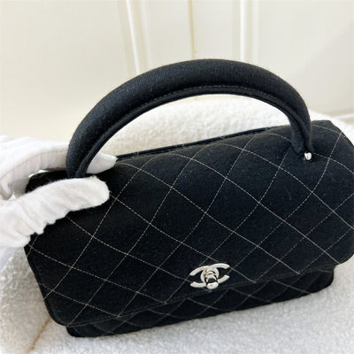 Chanel Vintage Kelly Top Handle Bag in Black Jersey SHW