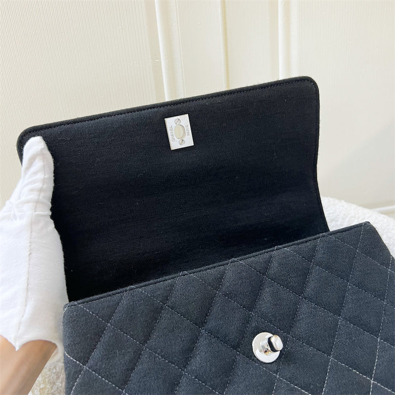 Chanel Vintage Kelly Top Handle Bag in Black Jersey SHW