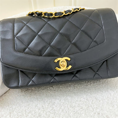 Chanel Small 22cm Diana Flap in Black Lambskin and 24K GHW