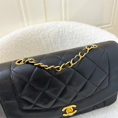 Chanel Small 22cm Diana Flap in Black Lambskin and 24K GHW