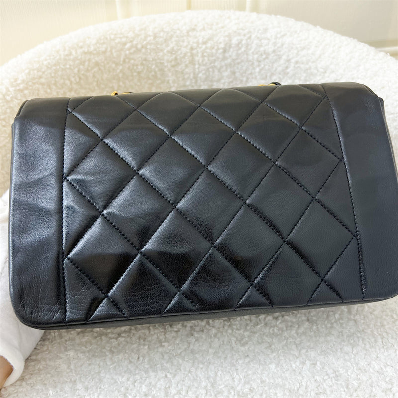 Chanel Small 22cm Diana Flap in Black Lambskin and 24K GHW