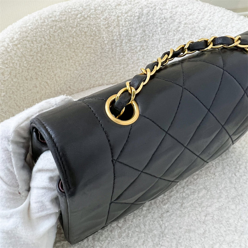 Chanel Small 22cm Diana Flap in Black Lambskin and 24K GHW