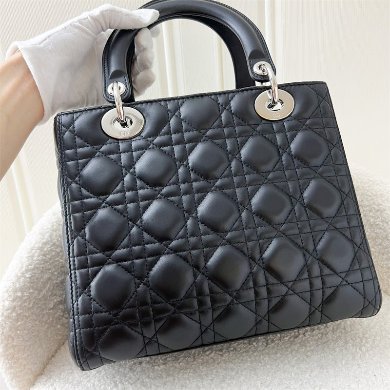 Dior Medium Lady Dior in Black Lambskin and SHW