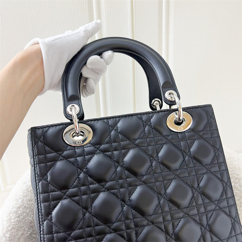 Dior Medium Lady Dior in Black Lambskin and SHW