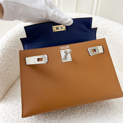 Hermes Mini Kelly II 20cm in Tricolor (Gold / Craie / Black) Epsom Leather and PHW
