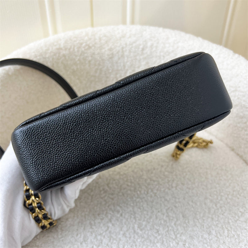 Chanel 22P Melody Chain Mini Camera Bag in Black Caviar AGHW