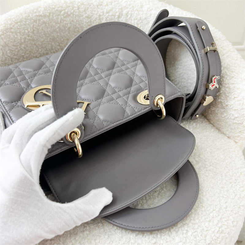 Dior Small Lady Dior ABCDior in Grey Lambskin LGHW