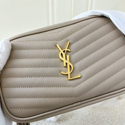 Saint Laurent YSL Mini Lou in Beige Grained Calfskin AGHW