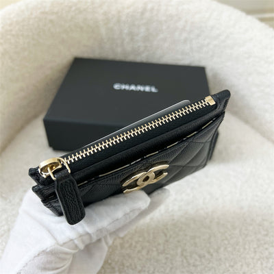 Chanel 23C Zip Card Holder in Black Caviar LGHW