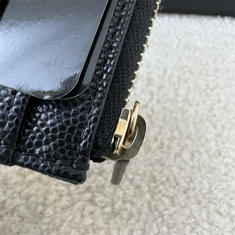 Chanel 23C Zip Card Holder in Black Caviar LGHW
