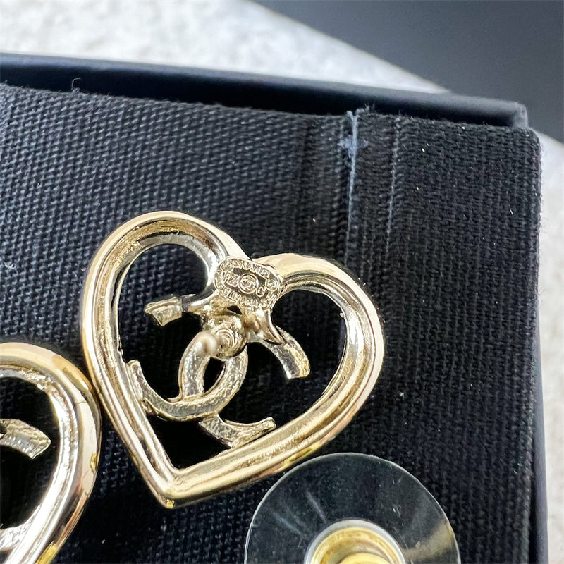 Chanel 23C CC and Heart Earrings with Crystals and in LGHW