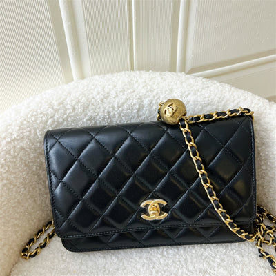 Chanel Pearl Crush Wallet on Chain WOC in Black Lambskin AGHW