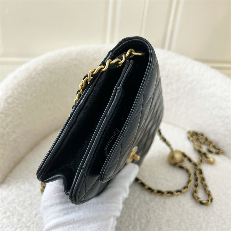 Chanel Pearl Crush Wallet on Chain WOC in Black Lambskin AGHW