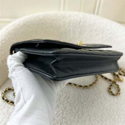 Chanel Pearl Crush Wallet on Chain WOC in Black Lambskin AGHW