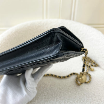 Chanel Pearl Crush Wallet on Chain WOC in Black Lambskin AGHW