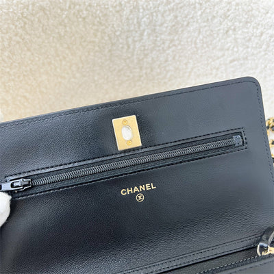 Chanel Pearl Crush Wallet on Chain WOC in Black Lambskin AGHW