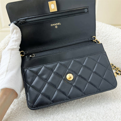 Chanel Pearl Crush Wallet on Chain WOC in Black Lambskin AGHW