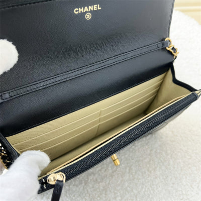 Chanel Pearl Crush Wallet on Chain WOC in Black Lambskin AGHW