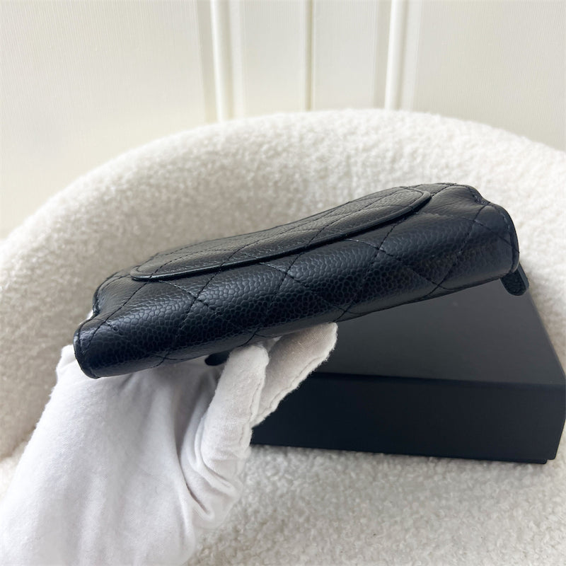 Chanel Medium Bifold / Zippy Wallet in Black Caviar SHW