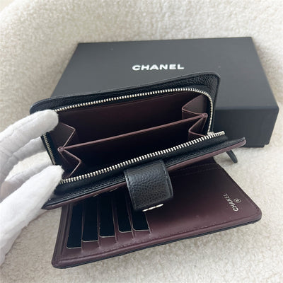 Chanel Medium Bifold / Zippy Wallet in Black Caviar SHW