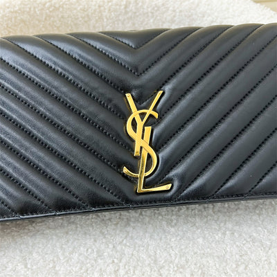 Saint Laurent YSL Full Flap in Black Lambskin GHW