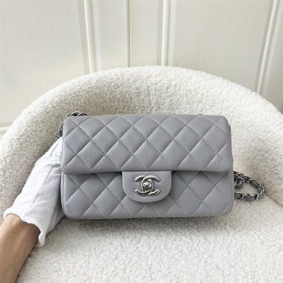 Chanel Classic Mini Rectangle Flap in 21B Grey Lambskin and SHW