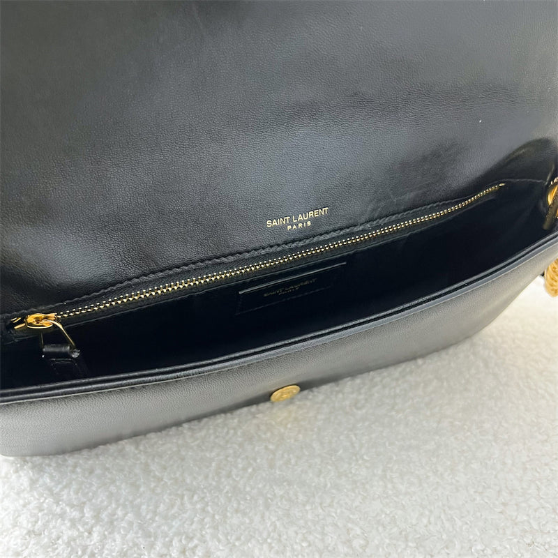 Saint Laurent YSL Full Flap in Black Lambskin GHW