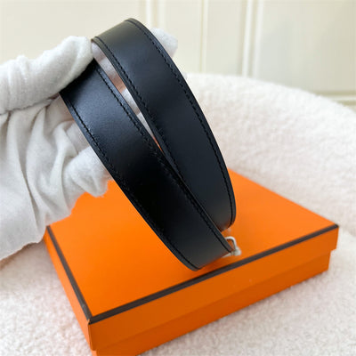 Hermes Mini Constance 24mm Reversible Belt in Noir / Orange Leather PHW