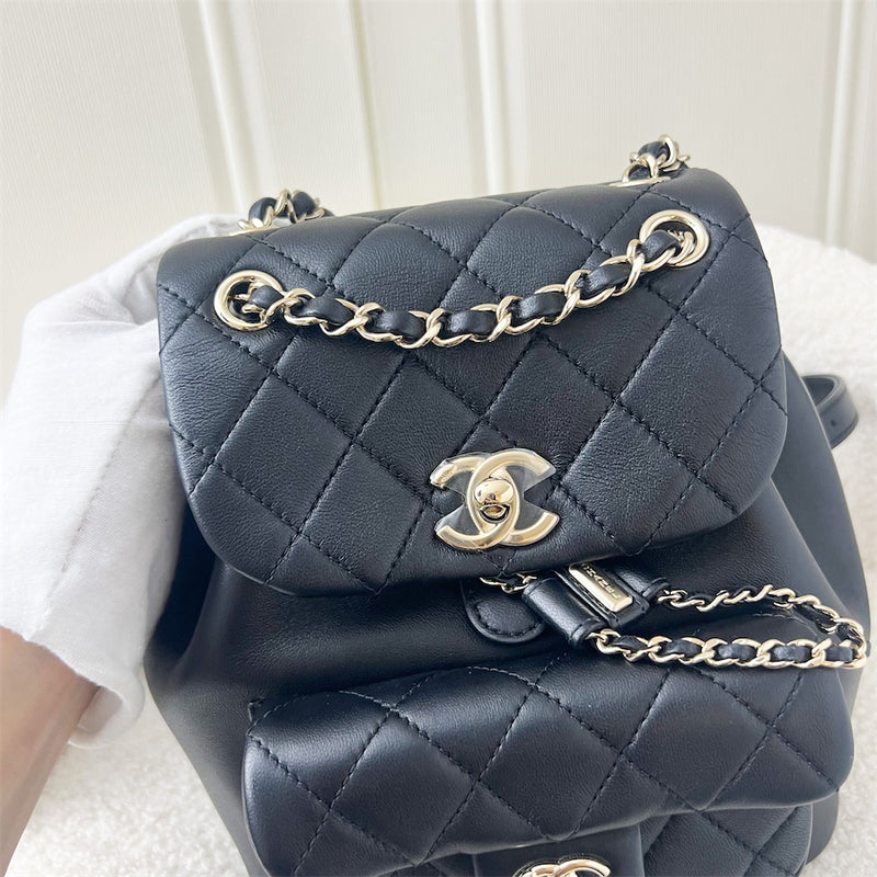 Chanel 22A Duma Mini Backpack in Black Lambskin LGHW