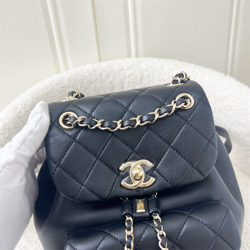 Chanel 22A Duma Mini Backpack in Black Lambskin LGHW