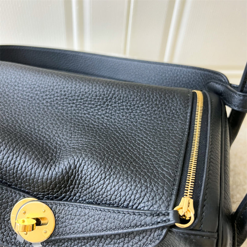 Hermes Lindy 26 in Black Clemence Leather GHW