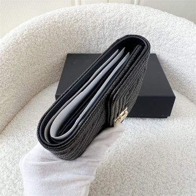 Chanel Boy Trifold Compact Wallet in Black Caviar LGHW