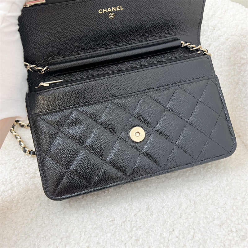 Chanel 22K Wallet On Chain WOC in Black Caviar LGHW