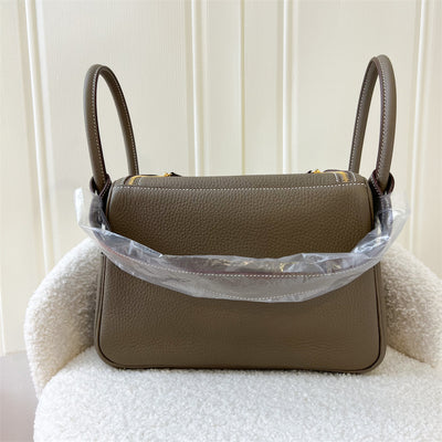 Hermes Lindy 26 in Etoupe Clemence Leather GHW