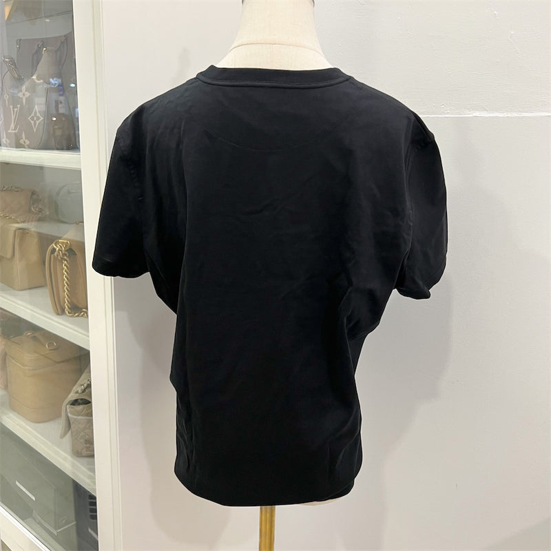 Hermes Embroidered Pocket T-Shirt in Black 100% Cotton