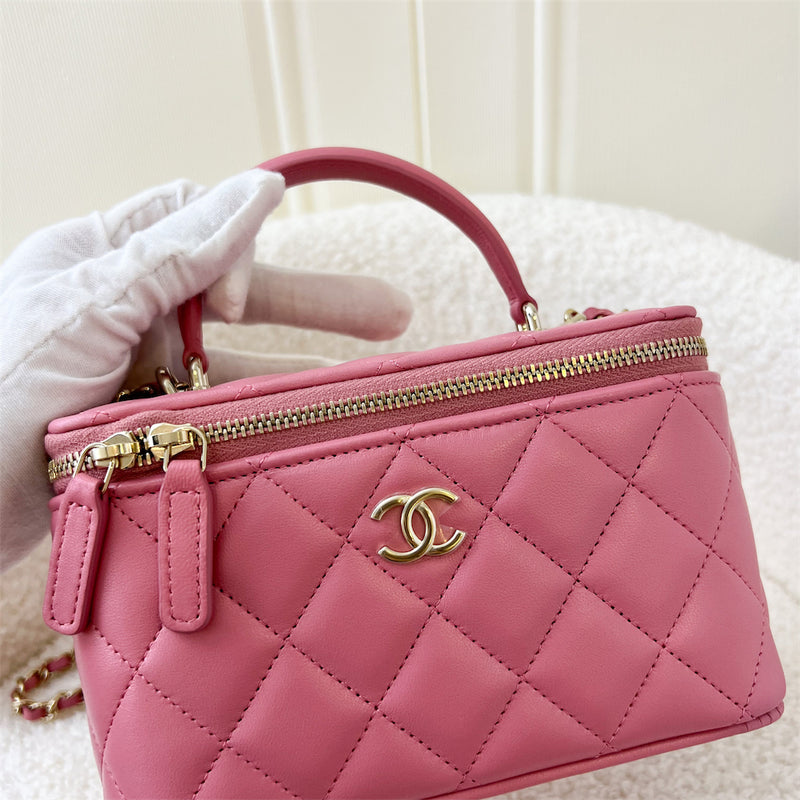 Chanel Top Handle Small Vanity in 22A Pink Lambskin and LGHW