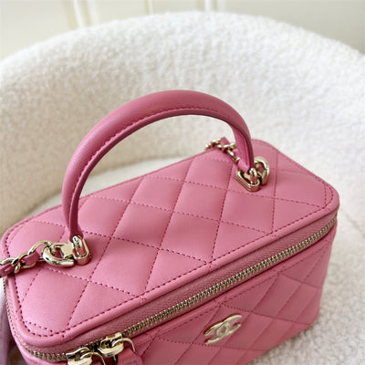 Chanel Top Handle Small Vanity in 22A Pink Lambskin and LGHW