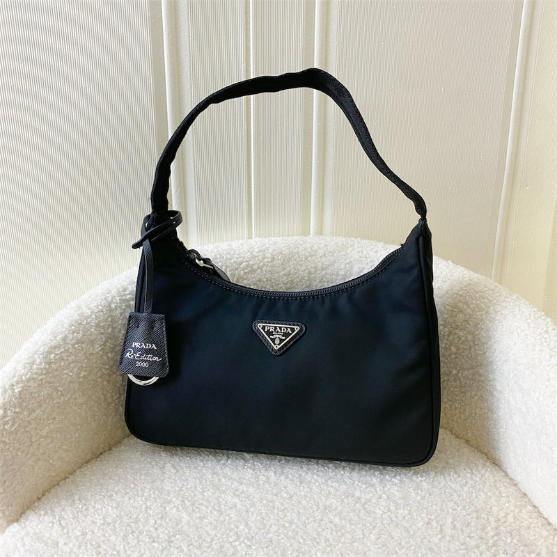 Prada Re-Edition 2000 Shoulder Bag in Black Nylon and SHW