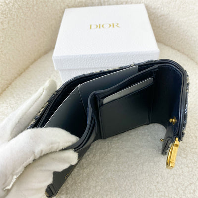 Dior Saddle Compact Wallet in Blue Oblique Canvas AGHW