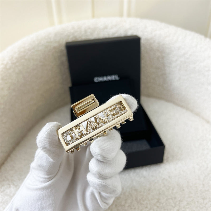 Chanel 22P Mini Claw Clip with Crystals in Gold Tone HW