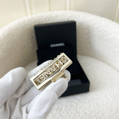 Chanel 22P Mini Claw Clip with Crystals in Gold Tone HW