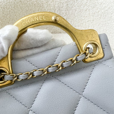 Chanel 21A Micro Bag / Flap Card Holder in Grey Lambskin AGHW