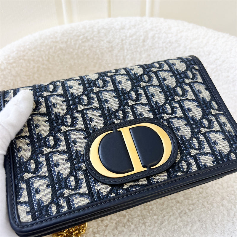 Dior Oblique 30 Montaigne Nano Pouch Bag in Navy Blue Canvas Cloth  ref.960329 - Joli Closet